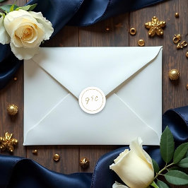 Modern Monogram White Guld Bröllop Runt Klistermärke