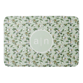 Modern Monogram White Magnolia Badrumsmatta