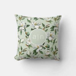 Modern Monogram White Magnolia Kudde