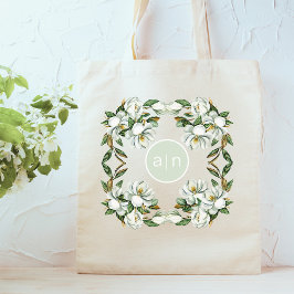 Modern Monogram White Magnolia Tygkasse