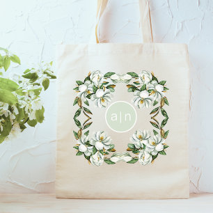 Modern Monogram White Magnolia Tygkasse