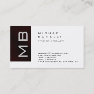 Modern Monogram White Mörk Red Affärskort Visitkort