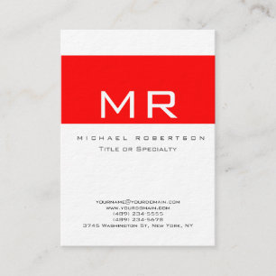 Modern monogram White Red Clean Affärskort Visitkort