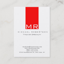 Modern monogram White Red Clean Affärskort Visitkort