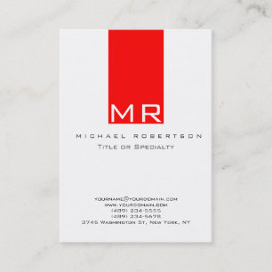 Modern monogram White Red Clean Affärskort Visitkort