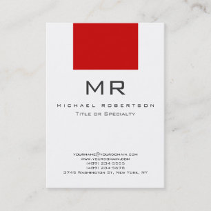 Modern monogram White Red Clean Affärskort Visitkort