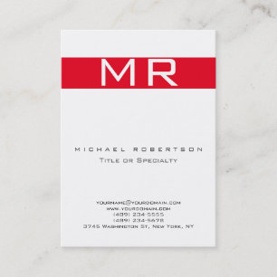 Modern Monogram White Red Rand Affärskort Visitkort