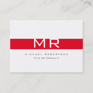 Modern Monogram White Red Rand Affärskort Visitkort