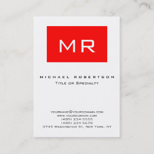 Modern Monogram White Red Rand Affärskort Visitkort