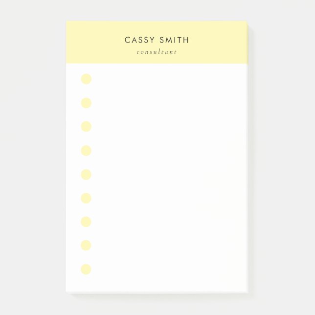 Modern Monogram & White Yellow  Daily  Post-it Block (Framsida)