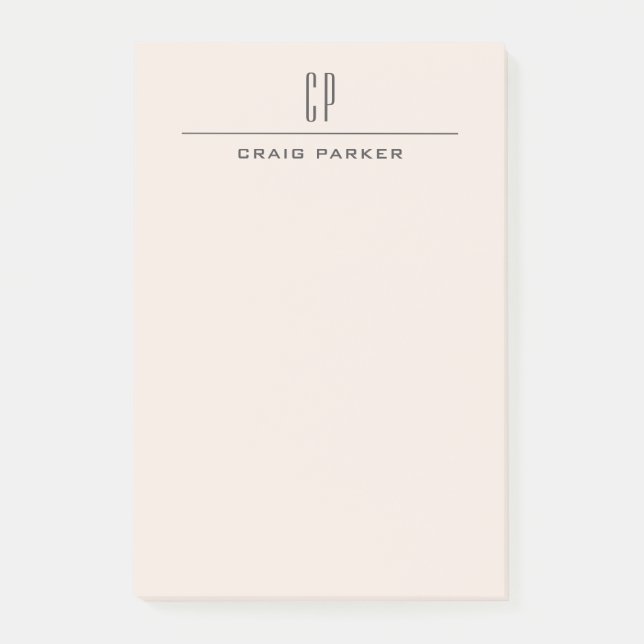 Modern Monogram Yrkesmässig Enkel Pastellfärg Post-it Block (Framsida)