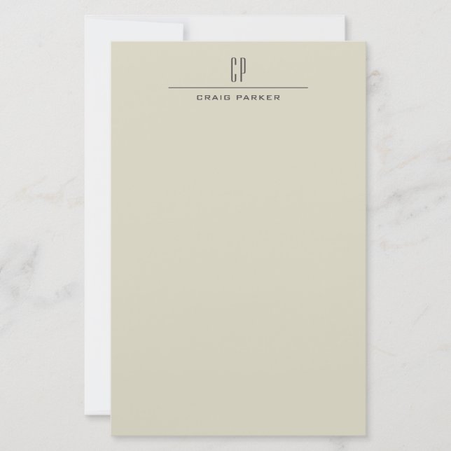 Modern Monogram Yrkesmässig Ovanlig Minimalist Brevpapper (Framsida)