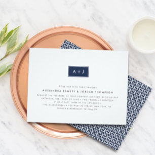 Modern monogrambröllopsinbjudan i anpassningsbar F Inbjudningar