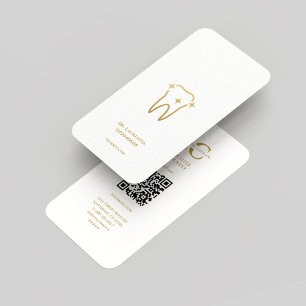 Modern monogramdentist Orthodontist White Guld Visitkort