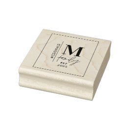 Modern monogramfamiljens marinerade grått-snyggt stämpel