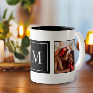 Modern monogramfotosamling Två-Tonad mugg