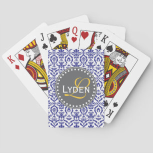 Modern monogramgåva - marinblåtekort spel kort