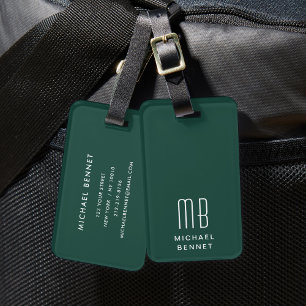 Modern monogramGrönt Bagagebricka