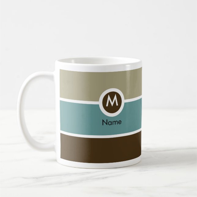 Modern Monogramkaffemugg - blått/brunt Kaffemugg (Vänster)