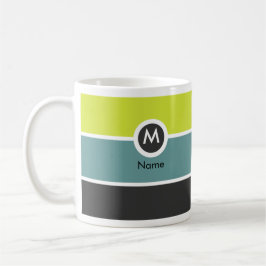 Modern Monogramkaffemugg - gult/mörk - grått Kaffemugg