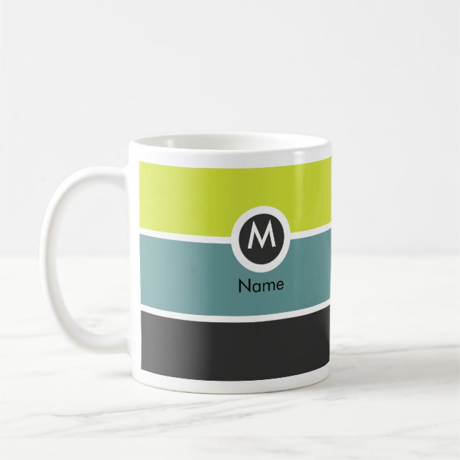 Modern Monogramkaffemugg - gult/mörk - grått Kaffemugg (Vänster)