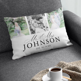 Modern monogramkudde med fotokollage för herrar oc lumbarkudde
