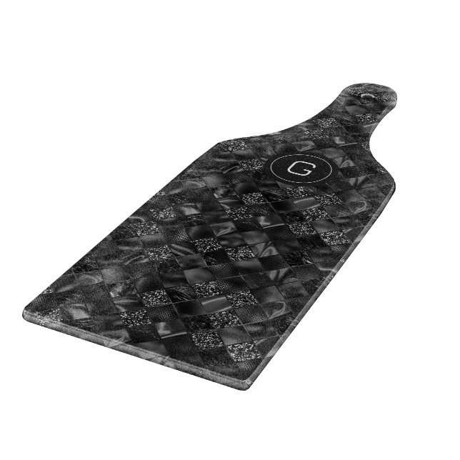 Modern monogrammad Black Faux Glitter Mönster (Hörn)
