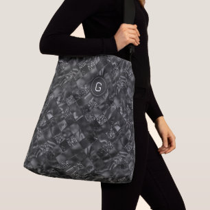 Modern monogrammad Black Faux Glitter Mönster Axelväska