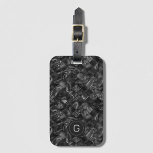 Modern monogrammad Black Faux Glitter Mönster Bagagebricka