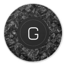 Modern monogrammad Black Faux Glitter Mönster Knopp