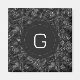 Modern monogrammad Black Faux Glitter Mönster Magnet