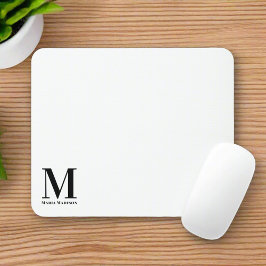 Modern monogrammad Black & white Initial namn Musmatta