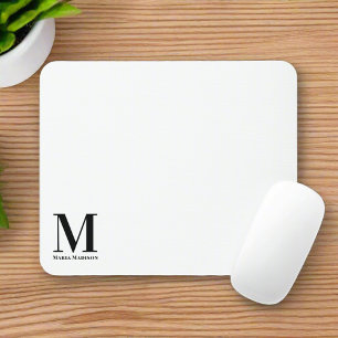 Modern monogrammad Black & white Initial namn Musmatta