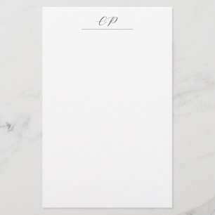 Modern monogrammad calligraphy Plain Simple Namn Brevpapper