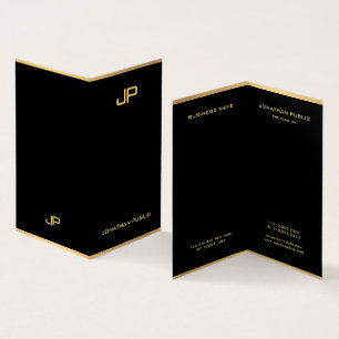 Modern monogrammad Elegant i svart och Guld Visitkort