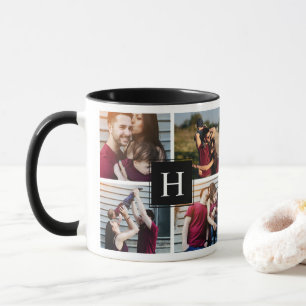 Modern monogrammad fotosamling mugg