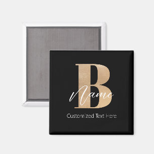 Modern monogrammad initial B & Namn Personal Magnet