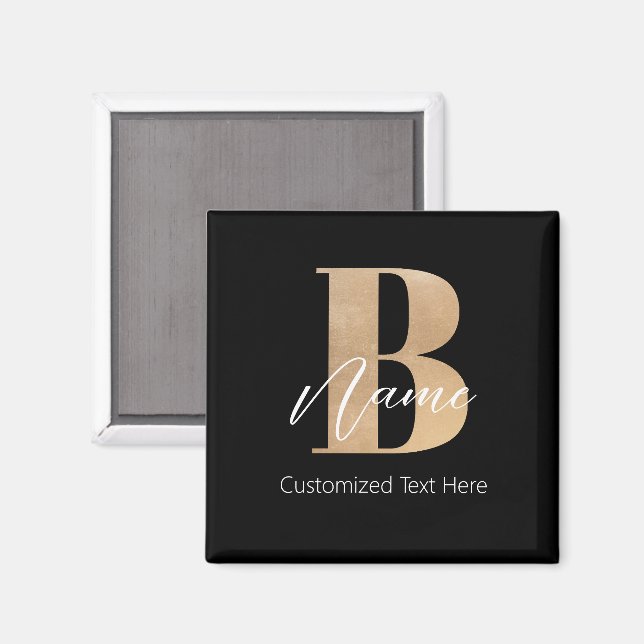 Modern monogrammad initial B & Namn Personal Magnet (Front/Back)