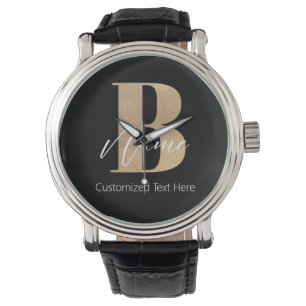 Modern monogrammad initial B & Namn Personlig Armbandsur