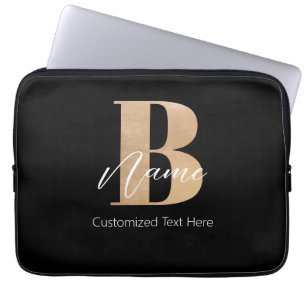 Modern monogrammad initial B & Namn Personlig Laptop Fodral