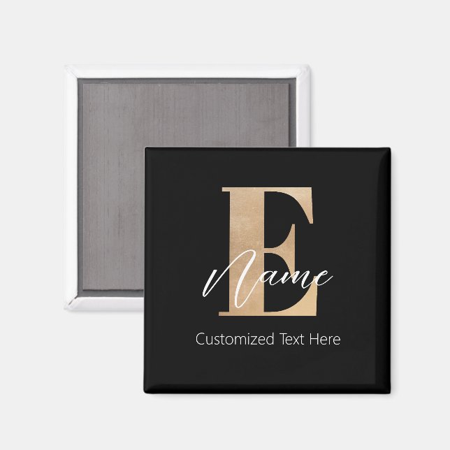 Modern monogrammad initial E & Namn Personal Magnet (Front/Back)