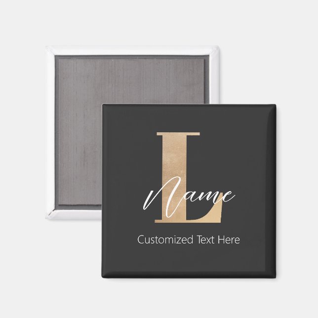 Modern monogrammad initial L & Namn Personal Magnet (Front/Back)