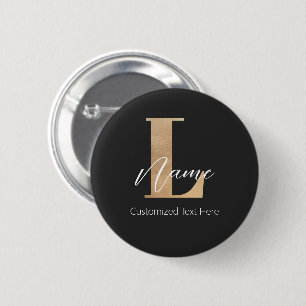 Modern monogrammad initial L & Namn Personlig Knapp