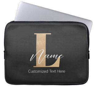Modern monogrammad initial L & Namn Personlig Laptop Fodral