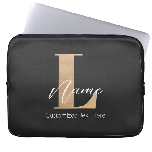 Modern monogrammad initial L & Namn Personlig Laptop Fodral (Framsidan)