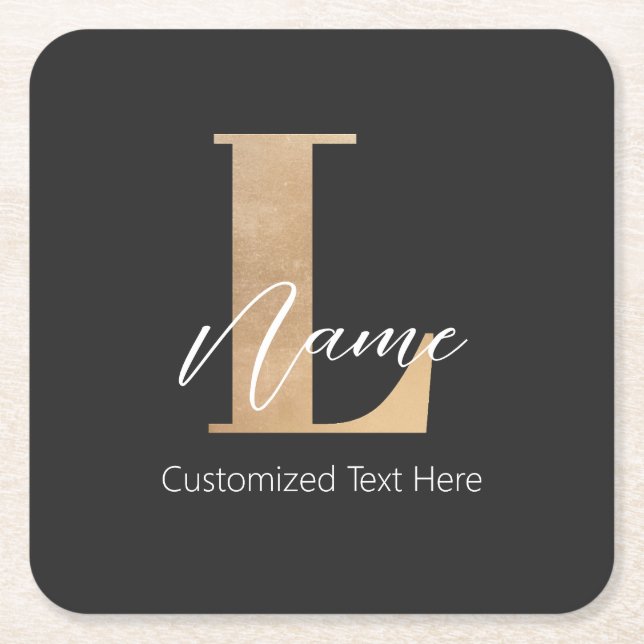 Modern monogrammad initial L & Namn Personlig Underlägg Papper Kvadrat (Framsidan)