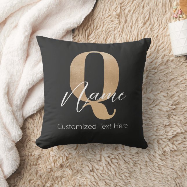 Modern monogrammad initial Q & Namn Personlig Kudde (Filt)