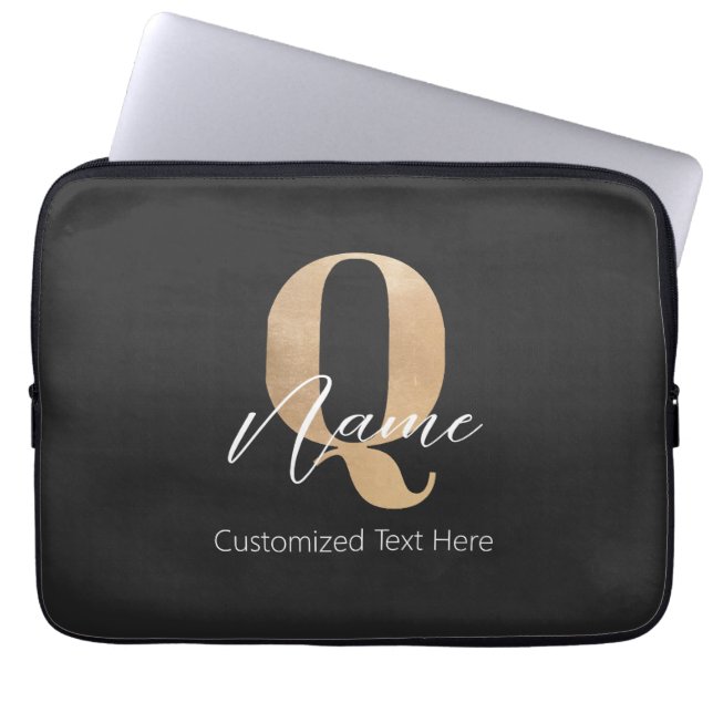 Modern monogrammad initial Q & Namn Personlig Laptop Fodral (Framsidan)