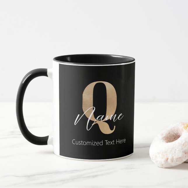 Modern monogrammad initial Q & Namn Personlig Mugg (Med munk)