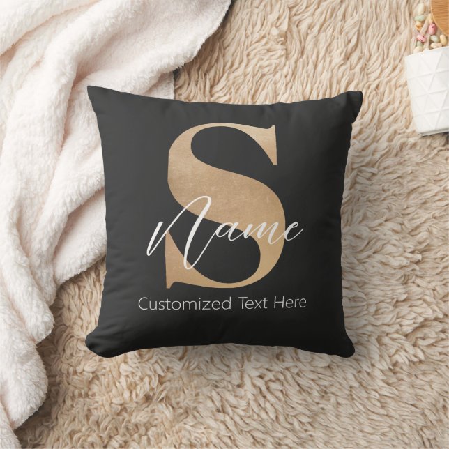 Modern monogrammad initial S & Namn Personlig Kudde (Filt)